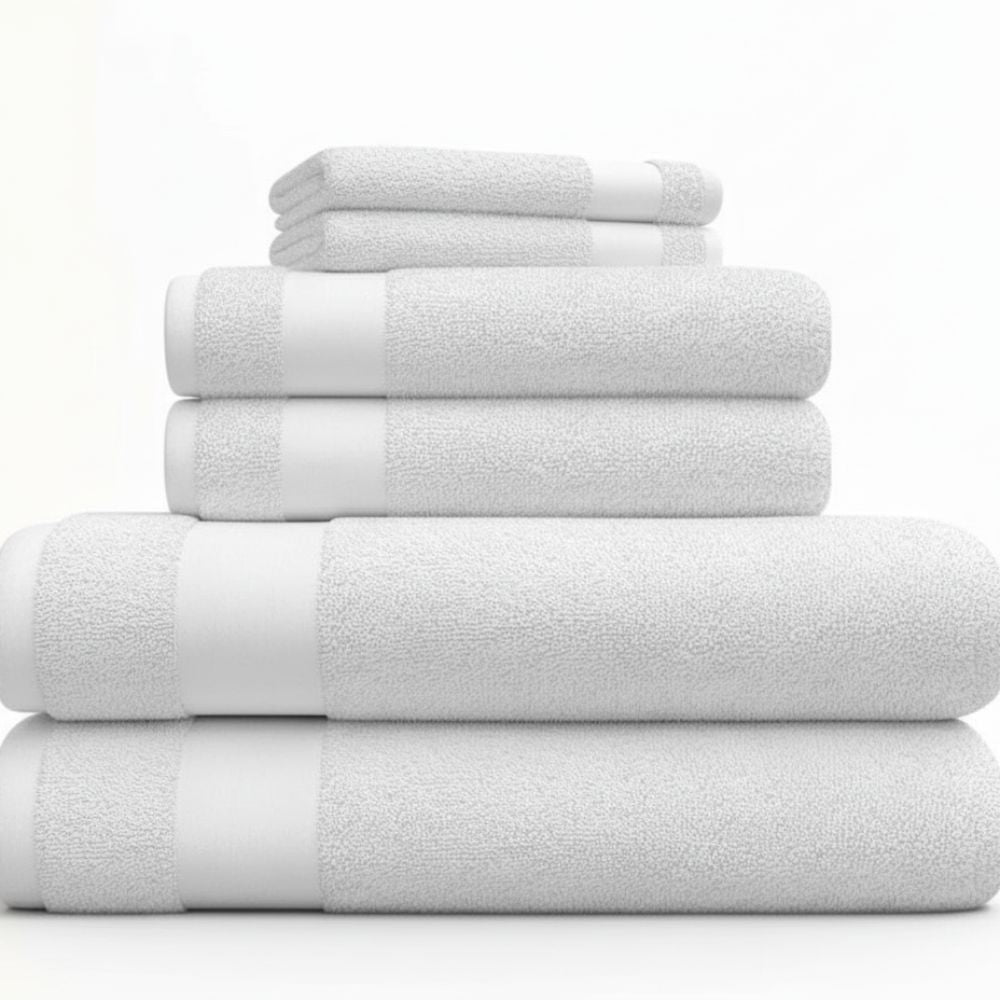 Luxury 100% Cotton Towel Set – 2 Face Towels, 2 Hand Towels, 2 Body Towels (White, 600 GSM)