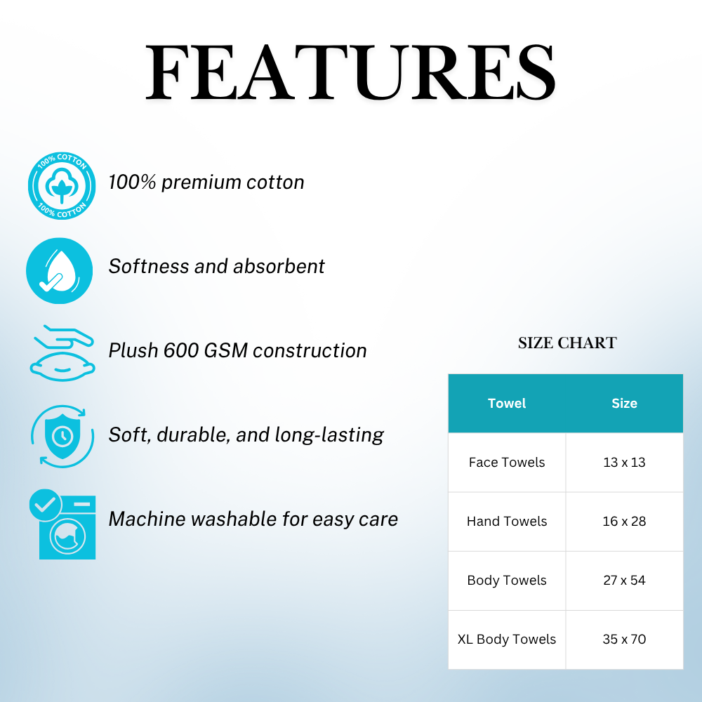 Luxury 100% Cotton Body Towel 2 pc Set