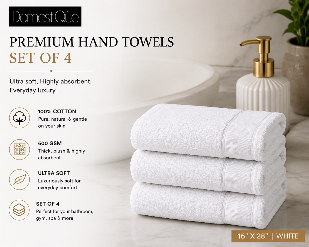 Luxury 100% Cotton Hand Towel 4 pc Set
