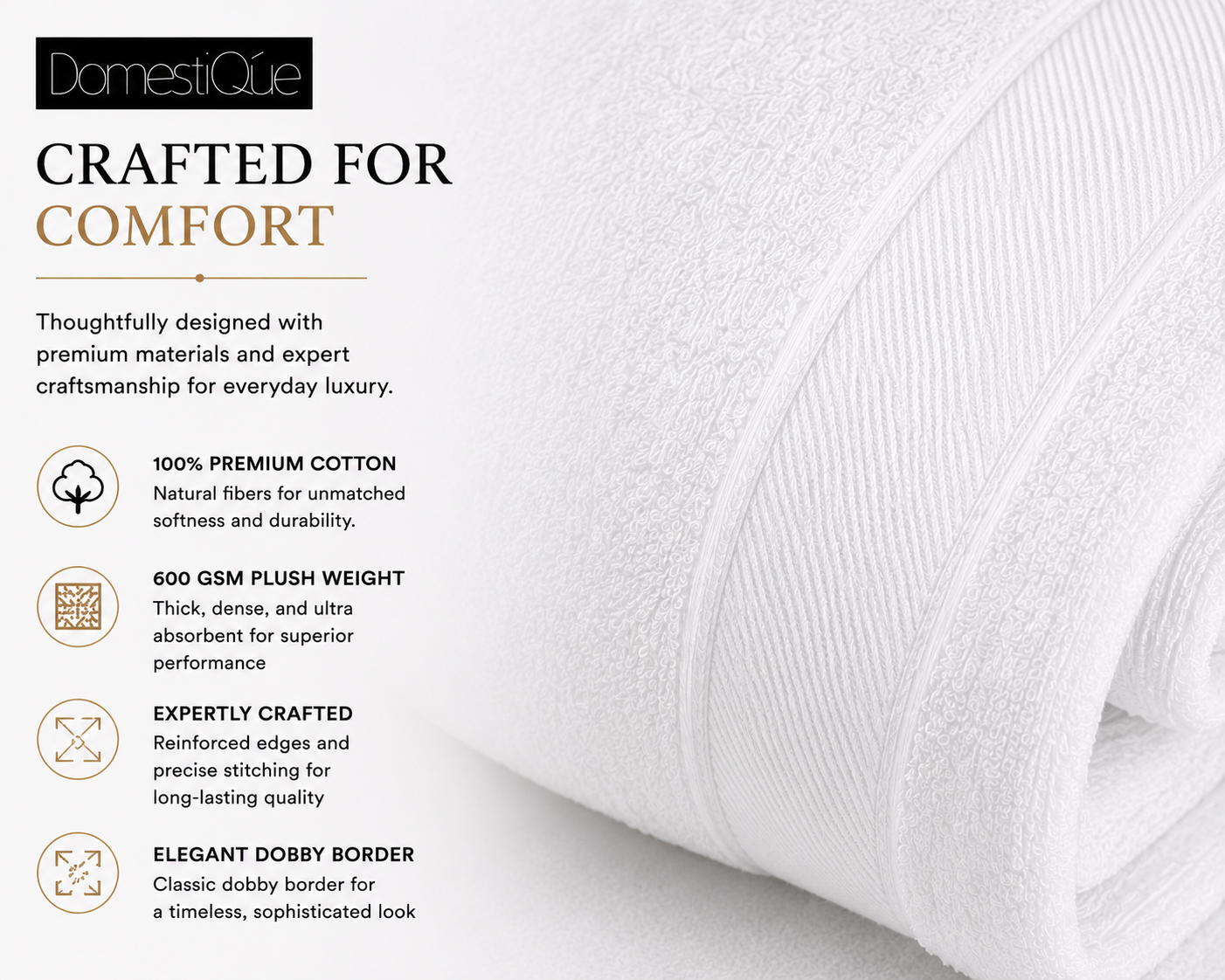 Luxury 100% Cotton Hand Towel 4 pc Set