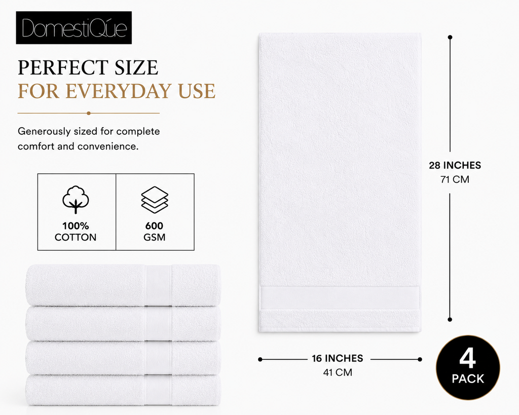 Luxury 100% Cotton Hand Towel 4 pc Set