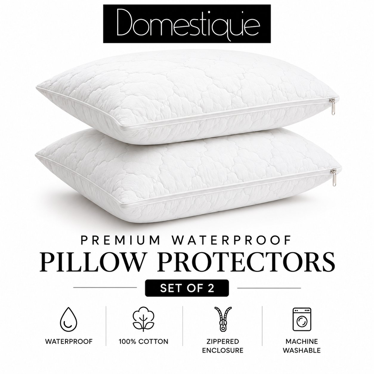 Diamon Quilted Cotton Waterproof Pillow Protectors