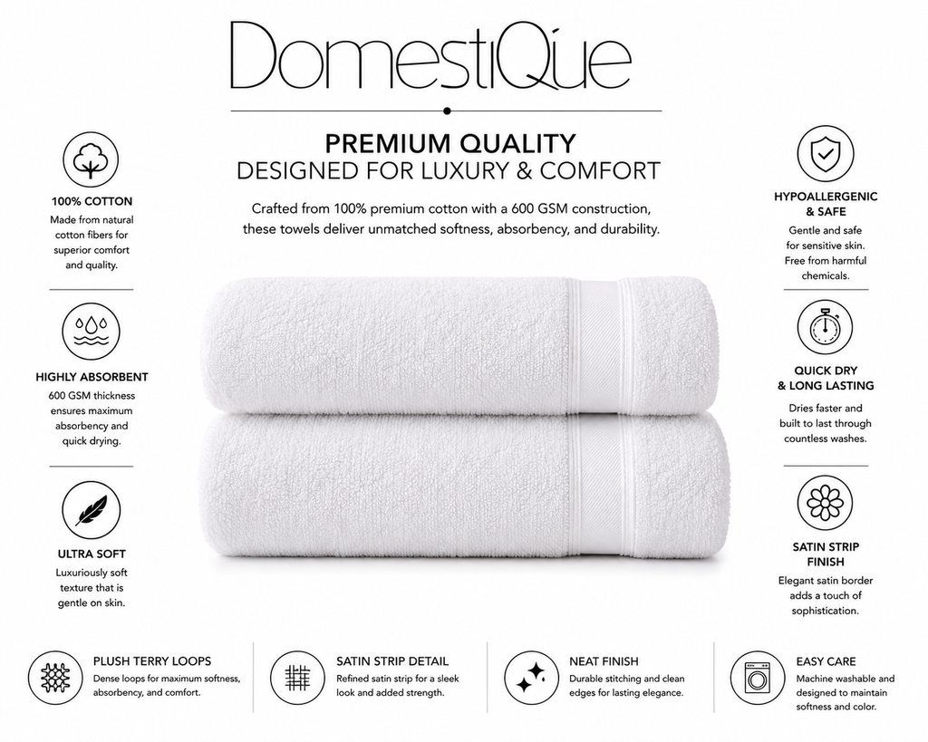 Luxury 100% Cotton Body Towel 2 pc Set