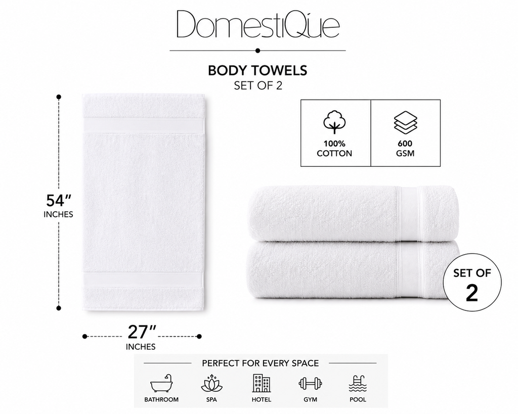 Luxury 100% Cotton Body Towel 2 pc Set