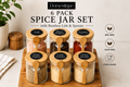 Glass Spice Jar Set with Bamboo Lids & Spoons – Refillable Seasoning Containers with 20 Pre-Printed Labels & 4 Blank Labels for Organized Kitchen Storage