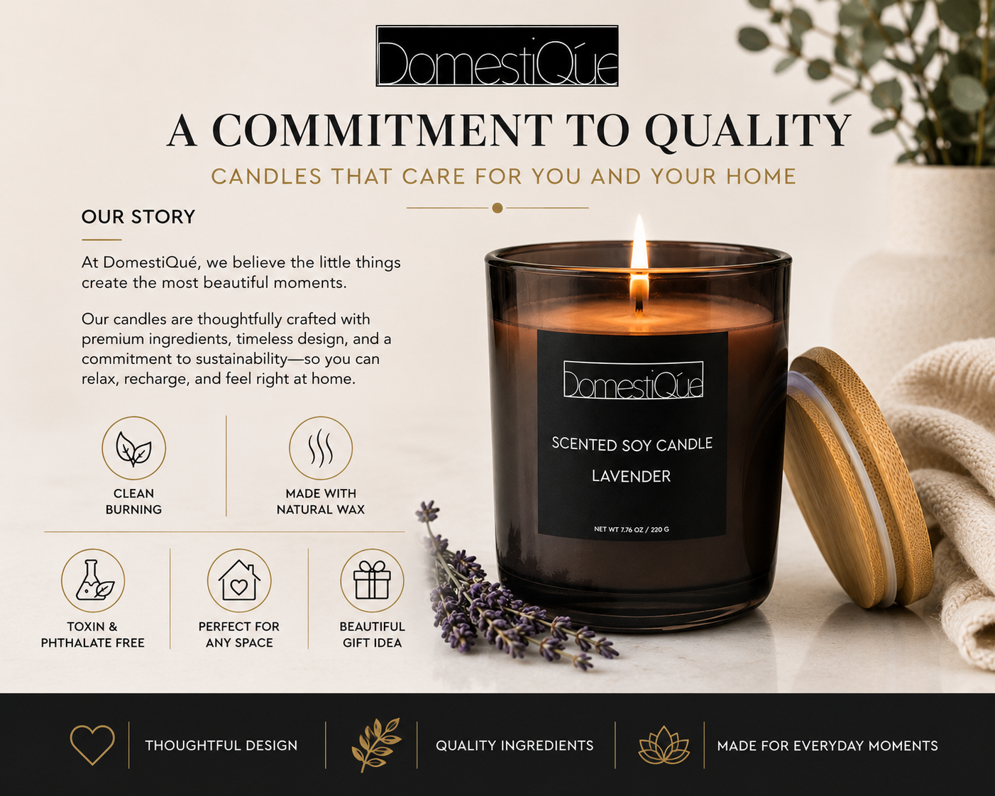 Scented Candle with Cotton Wick and Gift Box - Soy wax belnd