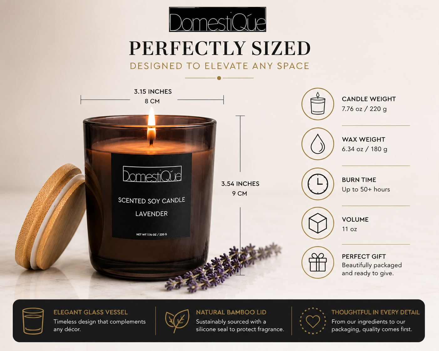 Scented Candle with Cotton Wick and Gift Box - Soy wax belnd