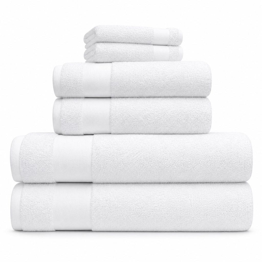 Luxury 100% Cotton Towel Set – 2 Face Towels, 2 Hand Towels, 2 Body Towels (White, 600 GSM)