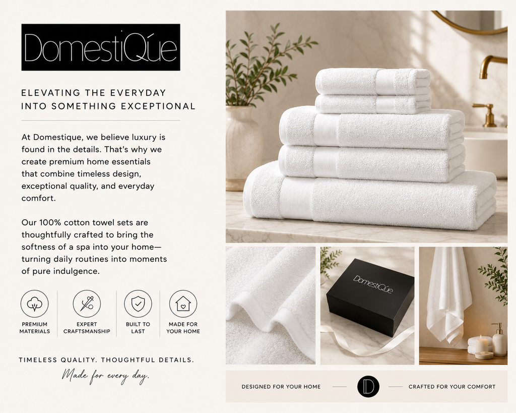 Luxury 100% Cotton Towel Set – 2 Face Towels, 2 Hand Towels, 2 Body Towels (White, 600 GSM)