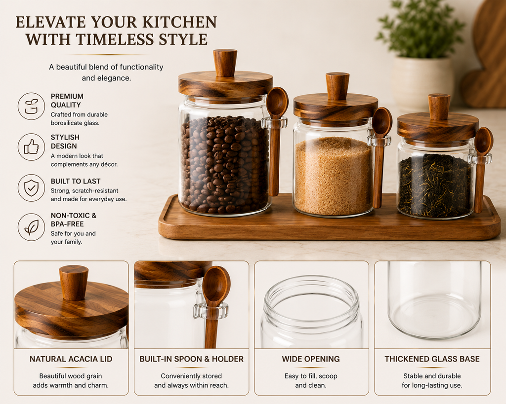 3-Pack Glass Containers